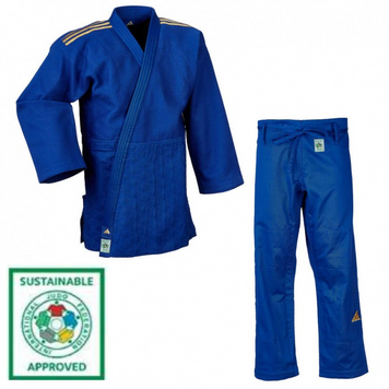 Кімоно для дзюдо Champion III Slim Fit з ліцензією IJF | синє/золоті полоси | ADIDAS J-IJFB3 ADIDAS J-IJFB3165 фото