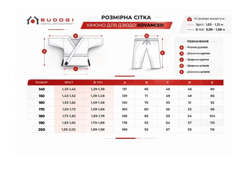 Біле кімоно для дзюдо BUDOGI ADVANCED 500 г/м&sup2; &ndash; професійне дзюдоги для дорослих та підлітків 00035а3213 фото