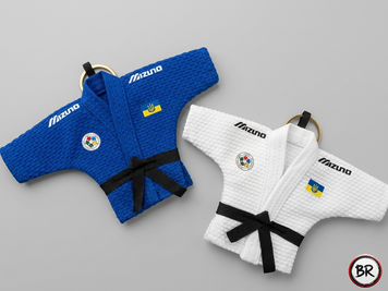брелок кімоно Mizuno дзюдо синій білий 18x10